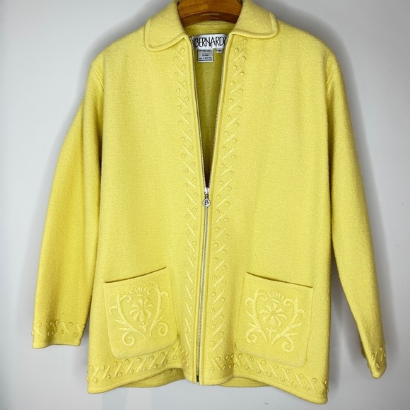 Bernardo Butter Yellow Boiled Wool Jacket M/L - Picture 3 of 16